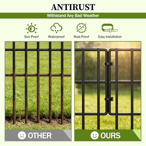 17in (h) x 27ft (l) garden fence animal, front angle view