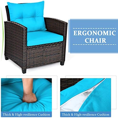 tangkula 3 pieces patio furniture set, pe rattan on a desk or shelf