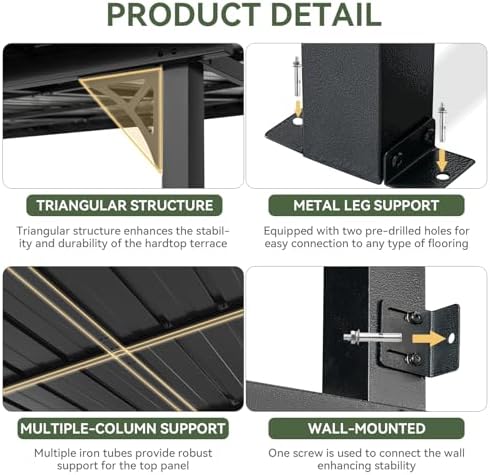 aoxun 10' x 14' lean to gazebo pergola, package contents