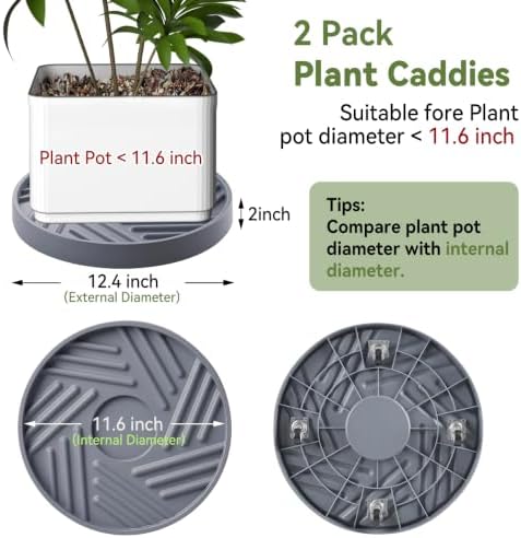 plant caddy with hidden wheels 12.4 inch heavy shown in use