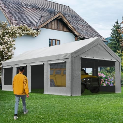 quictent heavy duty 13x25 ft carports with side on a desk or shelf