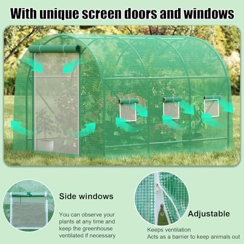10x7x7 ft greenhouse, outdoor walk-in greenhouses with screen, close-up detail