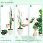 sajandas set of 2 artificial monstera deliciosa plants, close-up detail