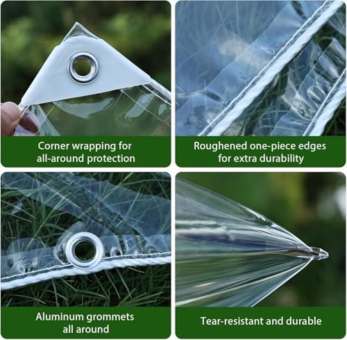 8' x 10' clear tarps heavy duty pvc, side view