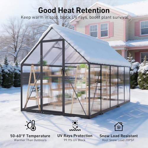 6x10ft greenhouse with hygrometer, windproof warm plant green, package contents