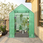 lemy walk-in greenhouse for outdoors,2-tier 8 shelves heavy-duty, side view
