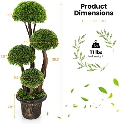 goplus artificial cypress topiary ball tree, 3 ft on a desk or shelf
