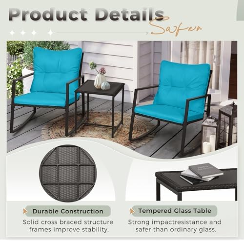 suncrown 3 piece outdoor rocking bistro set black on a desk or shelf