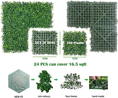 bybeton 24pk 10"x10" fake boxwood greenery backdrop privacy shown in use
