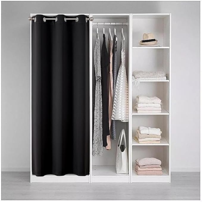 Joydeco Blackout Door Curtain for Doorway Privacy 72 Inches Long, Grommet Closet Curtain for Open Closet, Room Divider for Bedroom Living Room (Black, 52Wx72L, 1 Panel)