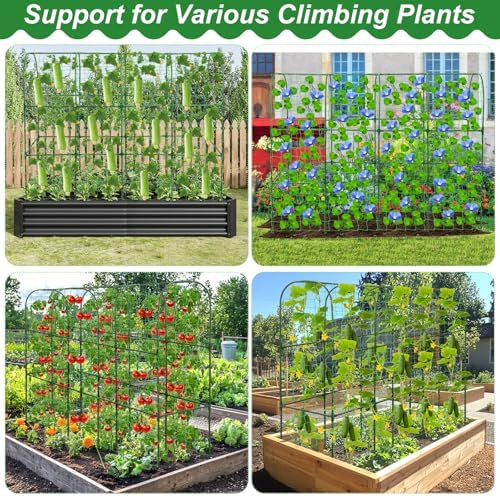 50 cucumber trellis for raised bed, u-shape metal showing dimensions