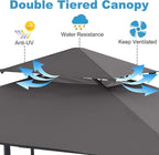 ABCCANOPY 8x5 Grill Gazebo - Outdoor BBQ Canopy Shelter with Led Light for Patio Backyard Grilling (Dark Gray)
