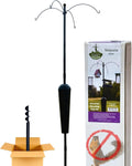 Sequoia Squirrel Proof Bird Feeder Pole System with Patented Spring Baffle, 4 Hanging Stations, Heavy Duty Galvanized Steel with Auger, Adjustable Arms