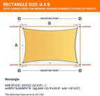 8' x 8' Sun Shade Sail Sand Curved Commercial Outdoor Shade Cover Sand Rectangle Heavy Duty Permeable 185GSM Backyard Shade Cloth for Patio Garden