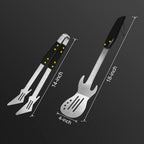 Rock Guitar Style Heavy Duty Stainless Steel 2-Piece Barbecue Tool Set - Spatula & Tongs with Wooden Handle