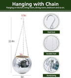 Disco Ball Planter, 8" Silver Disco Ball Planter, Disco Ball Plant Hanger with Hanging Rope, Hanging Chain, Hook, Circle and Extra Mirror Pieces