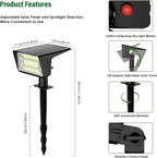 Solar Spot Lights Outdoor with 60 LED & Auto On/Off, 4 Pack Solar Lights Outdoor Waterproof IP68 with 3 Lighting Modes, 2-in-1 Solars Landscape Light for Outside, Garden, Yard(Cool White)