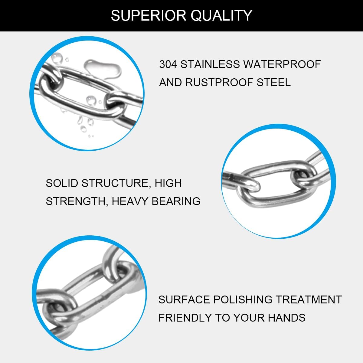 Heavy Duty Swing Chains 1/5" x 40" with 4 Carabiners, 500 LB Capacity Stainless Steel Hanging Swing Set for Hammock Punching Bags Indoor Outdoor Ues (2 Pack)