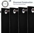 PureFit Outdoor Curtains for Patio Waterproof Weatherproof, UV and Fade Resistant Outside Curtains for Gazebo, Front Porch, Pergola, Sun Blocking Privacy Curtain, 52W x 84L inch, 1 Panel, Black