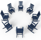 Oversized Rocking Chair Set of 8, Outdoor Rocking Chair for Adults, All Weather Resistant Porch Rocker for Lawn Garden, Navy Blue
