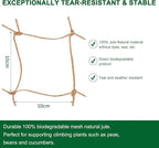 Jute Trellis Netting - Jute Netting for Garden, Heavy Duty Plant Support Netting for Climbing Plants, Cucumber, Vine, Fruits & Vegetables, Climbing Vining Plants (6.6 Ft x 16.4 Ft, 3.9 Inch Squares)