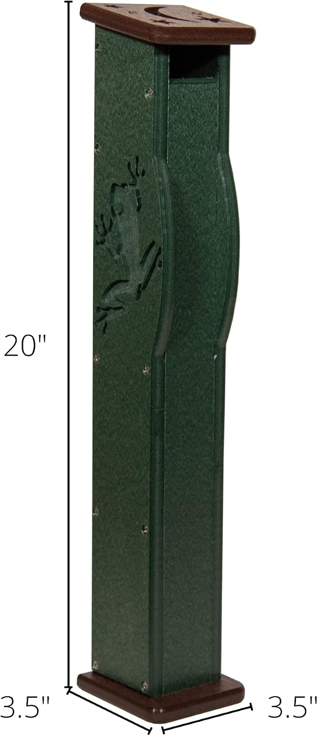 Deluxe Poly Lumber Tree Frog House - Attract Many Species of Tree Frogs - Made in the USA (Green Body/Brown Roof)
