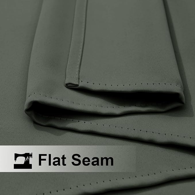 NICETOWN 2 Panels Weighted Blackout Outdoor Curtains for Patio Waterproof, Grommet & Back Tab on top and Bottom Windproof Privacy Thermal Drapes for Cabana with Fixed Rope, W52 x L95, Greyish Green