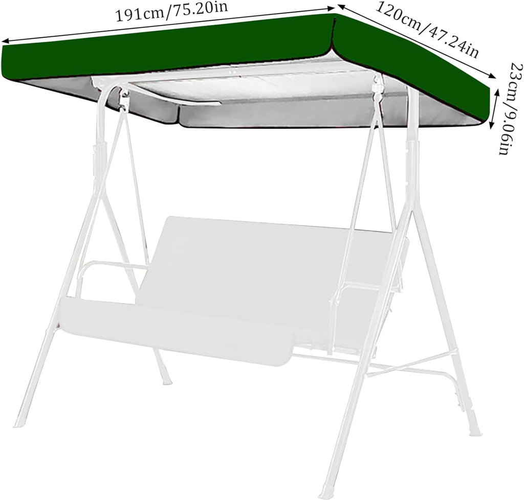 Swing Canopy Replacement, 75x47 Waterproof Swing Cover Replacement, Sunproof Outdoor Swing Cover for Garden Swing Chair Patio Hammock Swing Canopy Replacement, Green