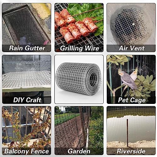 Hardware Cloth 1/4 in Galvanized Wire Mesh Roll (23 GA) Chicken Wire Fence Roll for Chicken Pen/coop Fences, Screen mesh, Rabbit/Snake Fences, Poultry enclosures, Handicraft Ma 4in×10ft