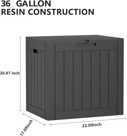 36 Gallon Outdoor Deck Box, Lockable Waterproof Outdoor Storage Boxes For Garden Tools,Indoor Cushions,Accessories Outside Storage Resin Weatherproof Container(Black)