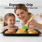 BBQ Grill Brush Set with Wire Scraper and Basting Brushes, 3-Piece, 1 in and 2 in Pastry Brushes for Cooking