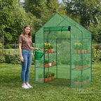 outvita walk-in greenhouse, 3 tiers 4 shelves, durable, front angle view