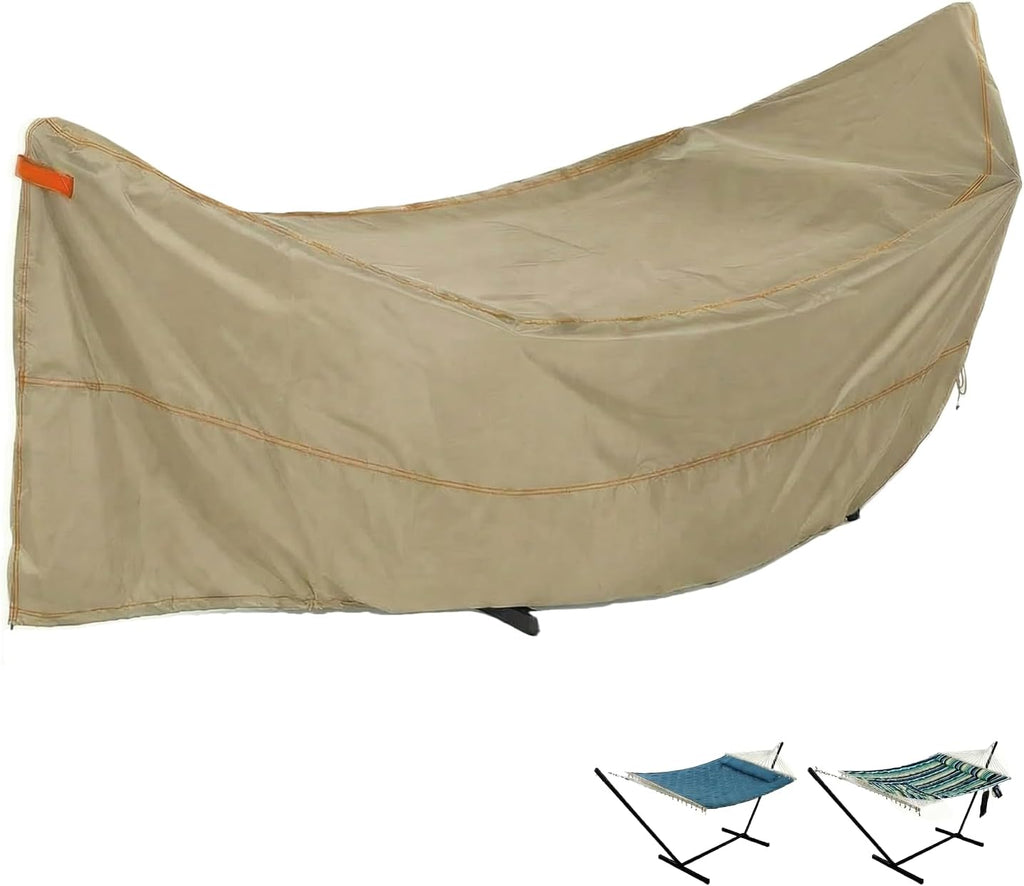 Deosk Waterproof Hammock Cover For 12ft Stand - Heavy Duty 420D Oxford Fabric, Hammock Stand Protective Cover With Adjustable Drawstring, Buckles, Handle 151"D X 54"W X 37" H(Khaki)