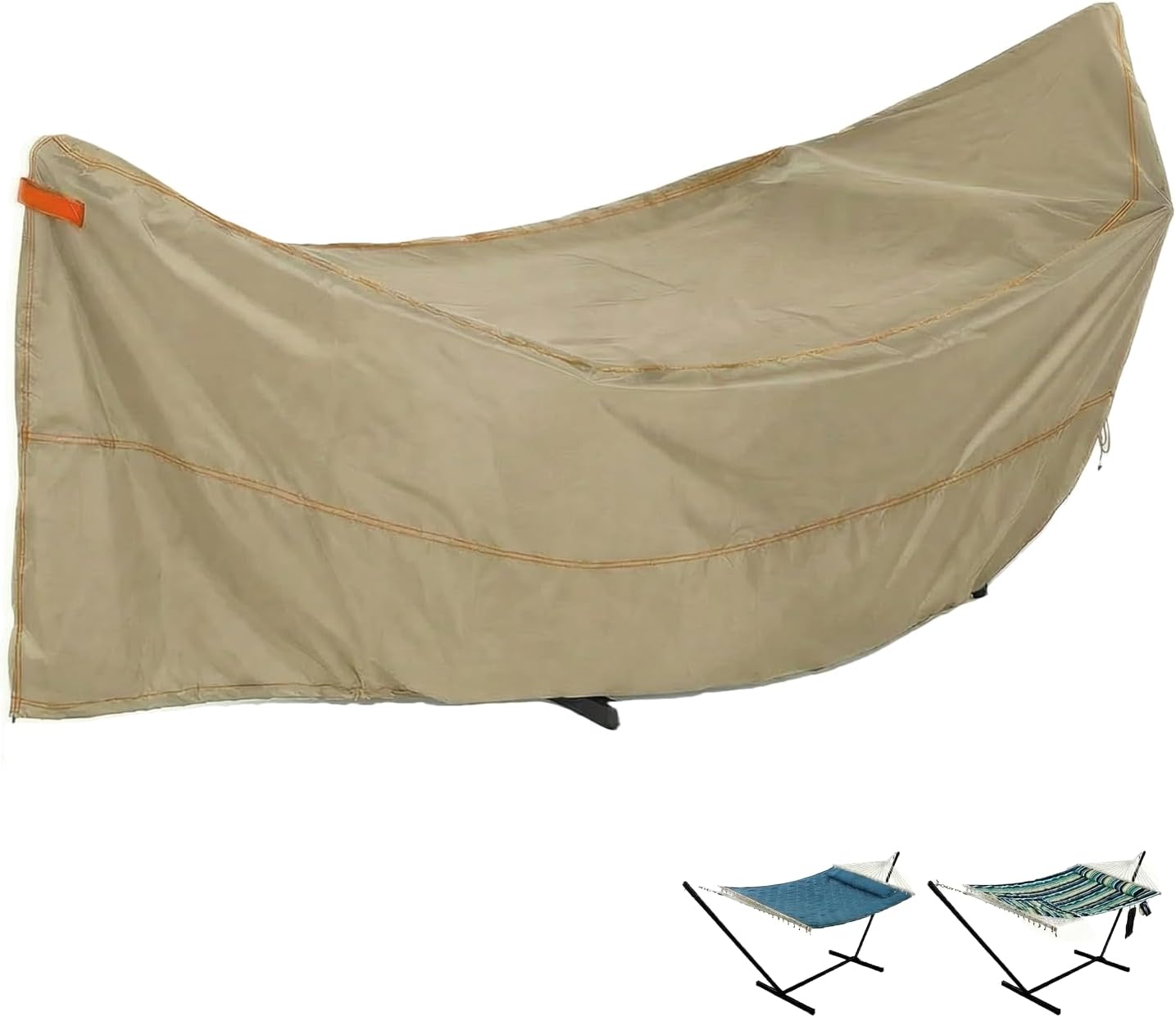 Deosk Waterproof Hammock Cover For 12ft Stand - Heavy Duty 420D Oxford Fabric, Hammock Stand Protective Cover With Adjustable Drawstring, Buckles, Handle 151"D X 54"W X 37" H(Khaki)
