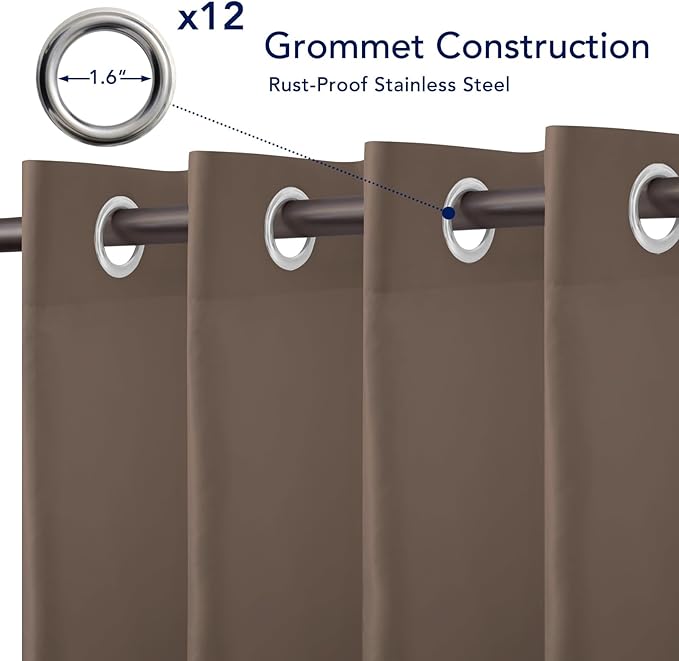 PureFit Outdoor Curtains for Patio Waterproof Weatherproof, UV Resistant Outside Curtains for Gazebo, Front Porch, Pergola, Sun Blocking Privacy Curtain, 100W x 84L inch, 1 Panel, Camel
