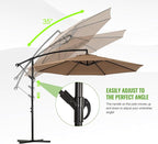Backyard Expressions 10FT Cantilever Patio Umbrella – Outdoor Offset Hanging Umbrella with Smooth Crank, Tilt Adjustment & UV Protection – Heavy-Duty Steel Frame (Base Not Included)
