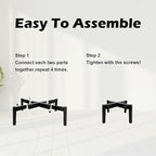 2 Pcs Heavy Duty Adjustable Metal Plant Stand for 10"-16" Plant Pot – Indoor & Outdoor (Black 2 Pack)