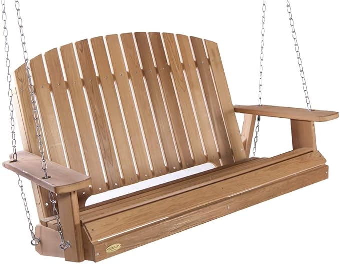 All Things Cedar PS50-SW10 Adirondack 4-ft Cedar Swing with Comfort Springs Wood