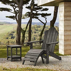 LUE BONA HDPS Outdoor Adirondack Chair, Cup Holder, Black | HDPS poly lumber, all-weather resistant, Low maintenance, built-in cup holder, 350 lbs capacity, for patio deck poolside