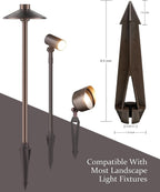 4 Pack Landscape Light Stakes, 1/2" NPT Thread ABS Ground Stakes, Outdoor Light Spikes with Side Wire Way, Garden Yard Replacement Stake for Low Voltage Spotlights Path Lights Flood Lights