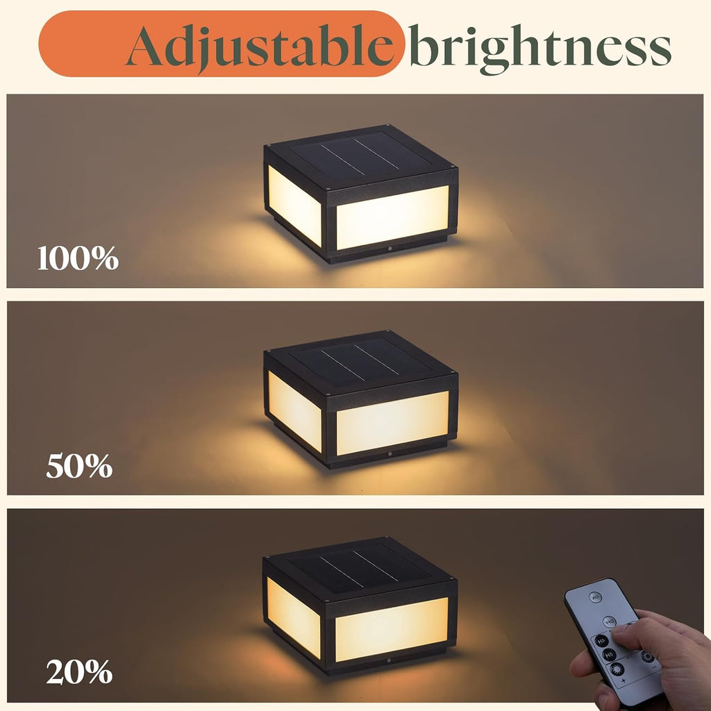 Solar Post Lights Outdoor 12x12, Square Solar Pillar Lights Outdoor | 11.8'' Column Light Waterproof, Dusk to Dawn Extra Large Pillar Light, Modern Column Lamp Fixture for Entrance Driveway Fence