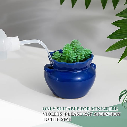 4 Sets African Violet Pots 4 Inch Self Watering Pot for Indoor Ceramic Self Watering Planter for Flower Lovers Ideal Plant Pot Thriving Flower Maintenance