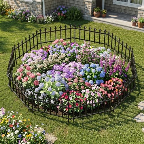 giantex 10 panels decorative metal garden fence, 18, close-up detail