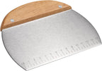Stainless Steel Grill Scraper with Wood Handle, Dough Scraper, Cake & Pizza Cutter, Multi-Purpose Scraper Tool for Kitchen
