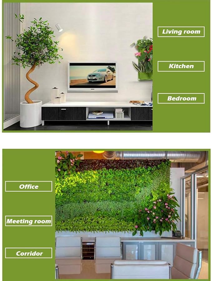 Hanging Planting Grow Bags, 64 Pockets Hanging Vertical Wall Planter Wall Mounted Grow Bag Outdoor Indoor Gardening Vertical Greening Flower Container, Planting Bags Storage Bags(1.0 m × 1.0 m, Green)