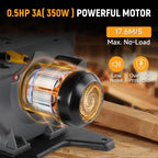 hoteche 7-1/2-inch band saw, 3-amp, max cutting depth showing dimensions