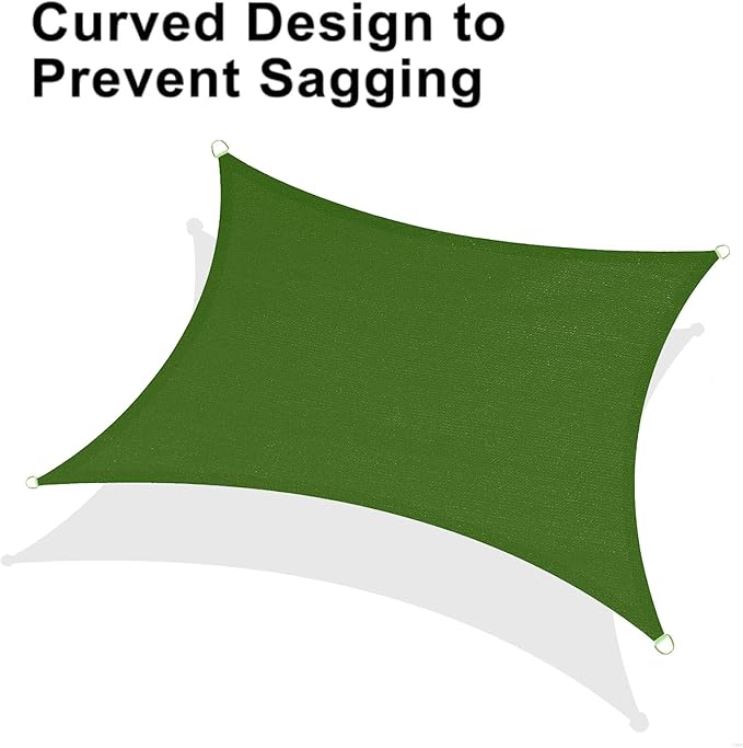 LOVE STORY Custom Size 10'x15' Piquant Green Sun Shade Sail Rectangle UV Block Canopy Patio Sail Sunshades Fabric for Outdoor Garden Carport (We Make Custom Size)