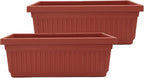 The HC Companies 30 Inch Venetian Window Planter Box with Drainage Plug, Lightweight UV-Resistant Plastic Indoor & Outdoor Planters, 2-Pack Flower Box for Garden & Home Decor, Clay