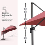 PURPLE LEAF 10' X 13' Square Cantilever Umbrella Patio Umbrella with Base Outdoor Umbrella Aluminum Offset with 360-degree Rotation for Garden Deck Pool Patio Terra