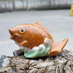 2026Fountain Spitter, Pond Spitter, Ceramic Carp Statue Traditional Style and Home Decor Figurine for Good Fortune Yellow, Fish Figurines2026 (Type-A+B)